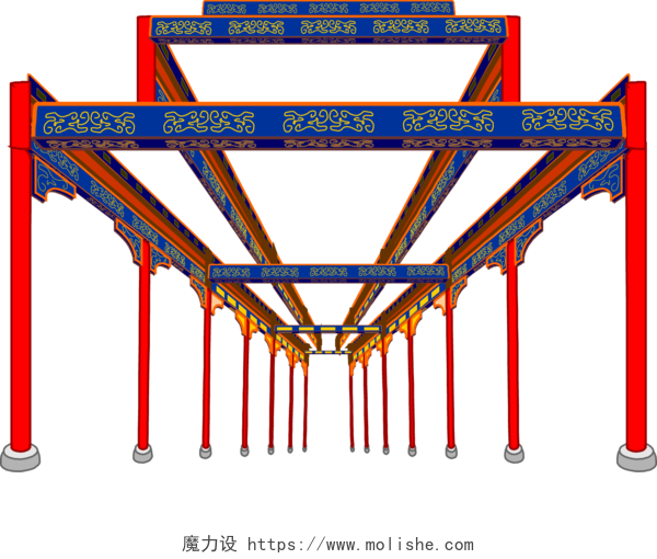 北京颐和园的长廊柱子